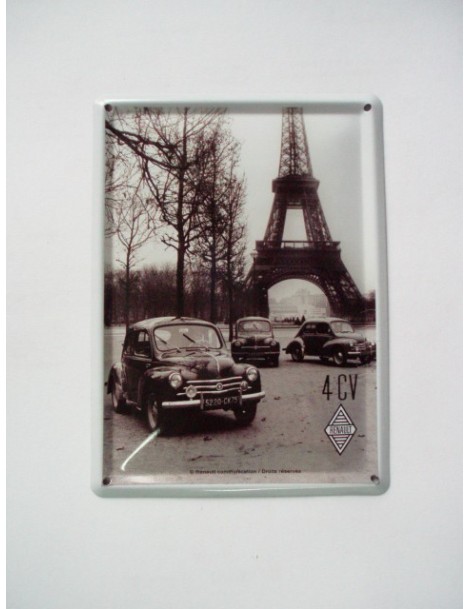 Mini plaque métal 4 CV et Tour Eiffel
