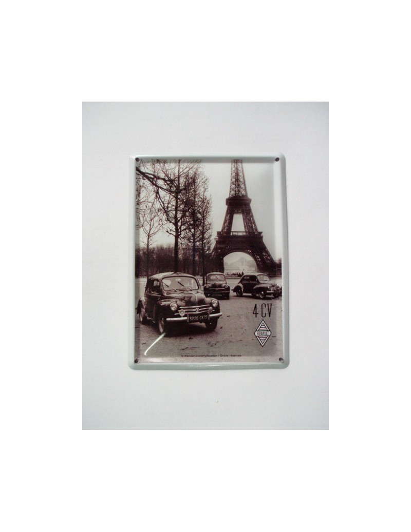 Mini plaque métal 4 CV et Tour Eiffel