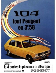 AUTOCOLLANT PEUGEOT 104 LA 4 PORTES LA PLUS COURTE D'EUROPE