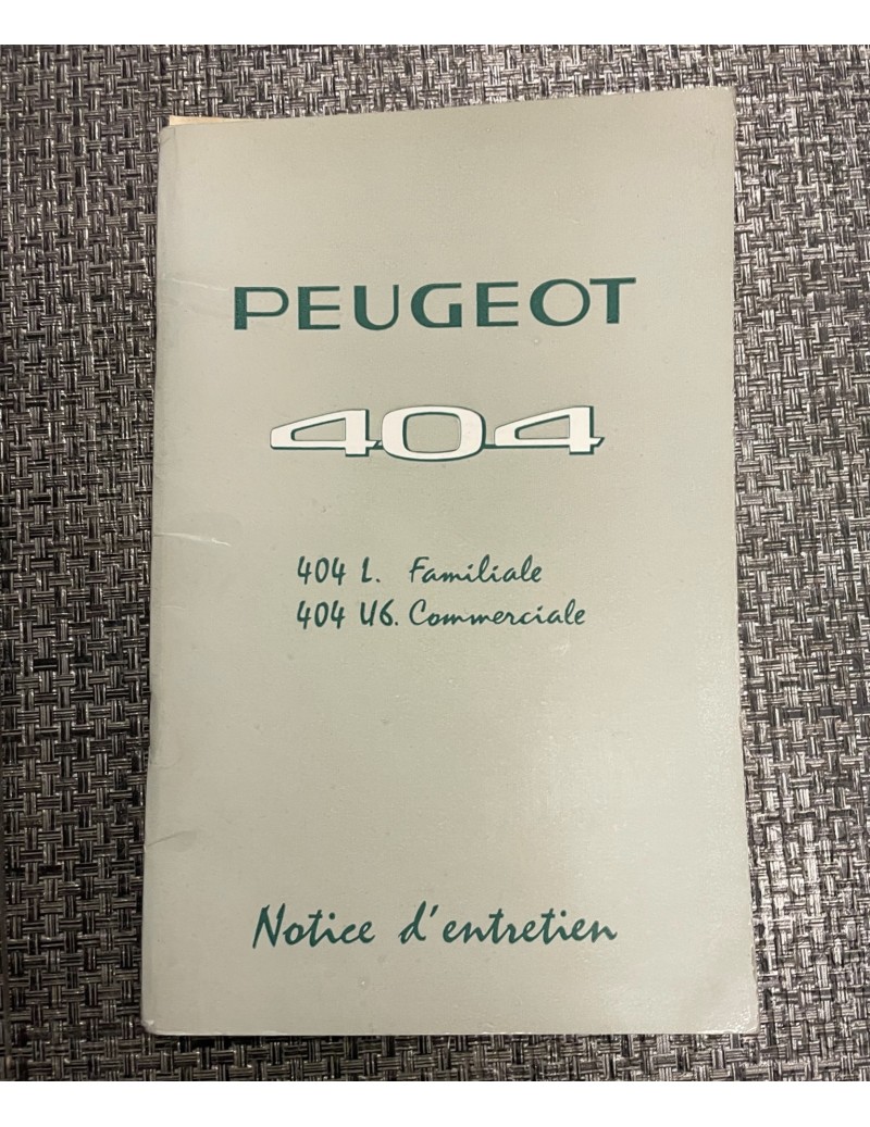 Notice d'entretien Peugeot...