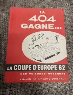 Brochure Peugeot 404 "La 404 gagne la coupe d'Europe 1962"
