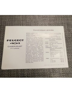 Brochure Peugeot 404 Cabriolet 2+2 places