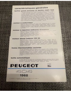 Brochure Peugeot 404 Berlines confort grand tourisme et super luxe